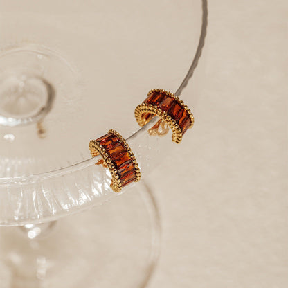 Vintage Elegant Zircon Clip Earrings