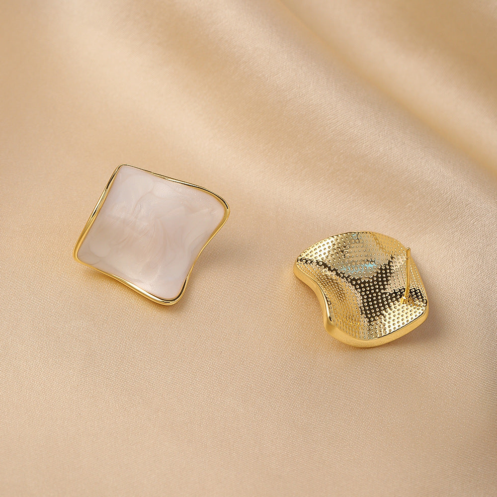 Simple Geometric Irregular Enamel Stud Earrings
