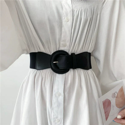 Vintage Black Stretchy Adjustable Wide Waist Belt