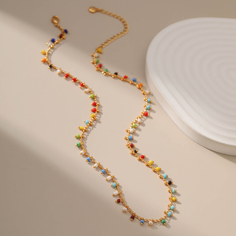 Colourful Vintage Rice Beads Necklace