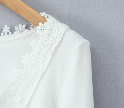 Elegant Asymmetric V-Neck Lace Knit Top