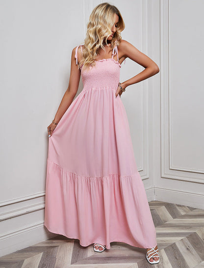 Ruffle Pleated String Spaghetti Dress