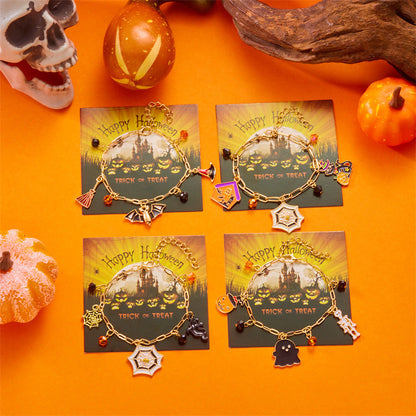 Cute Pumpkin Ghost Halloween Charm Bracelet