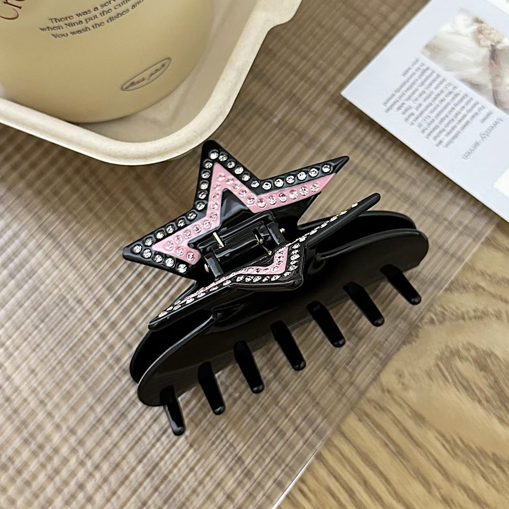 Elegant Black Rhinestone Acetate Hair Claw
