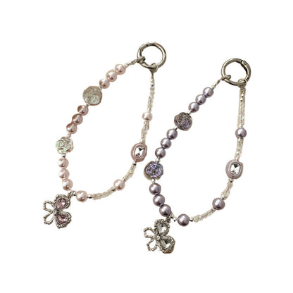 Asymmetrical Crystal Beaded Butterfly Keychain