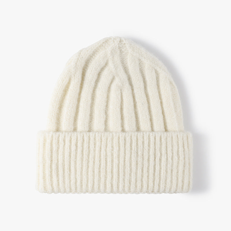 Fuzzy Ribbed Beanie Knitted Warm Winter Hat
