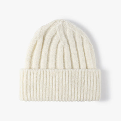 Fuzzy Ribbed Beanie Knitted Warm Winter Hat