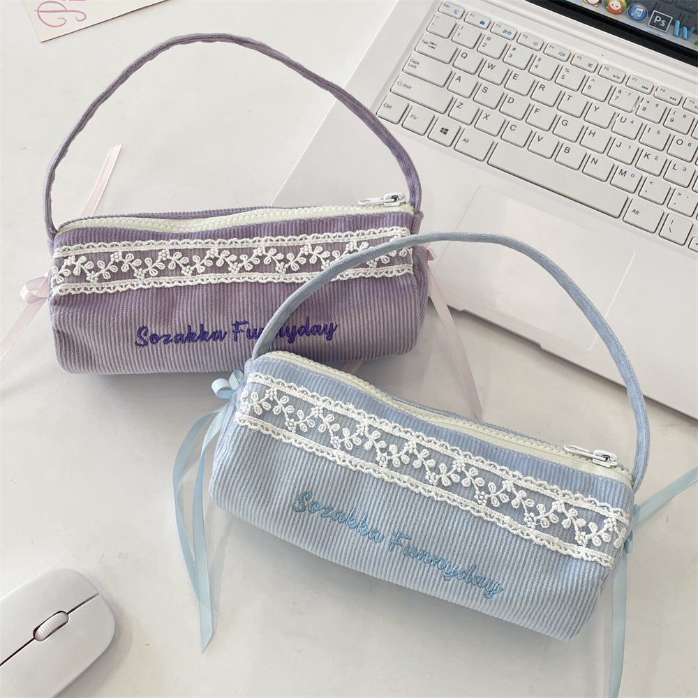 Minimalist Corduroy Makeup Pencil Pouch