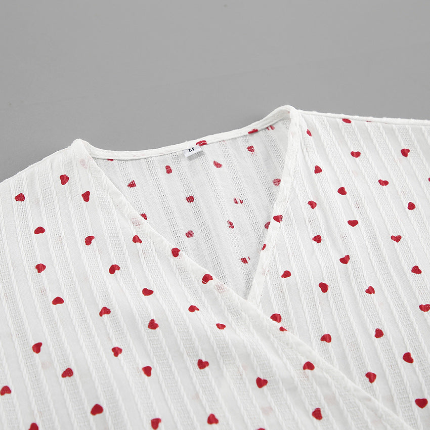 Bubble Sleeve Waist Tie Homewear Dress