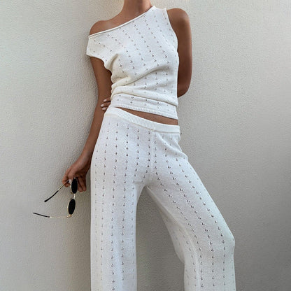 Sleeveless Top Straight Leg Pants Knit Sets