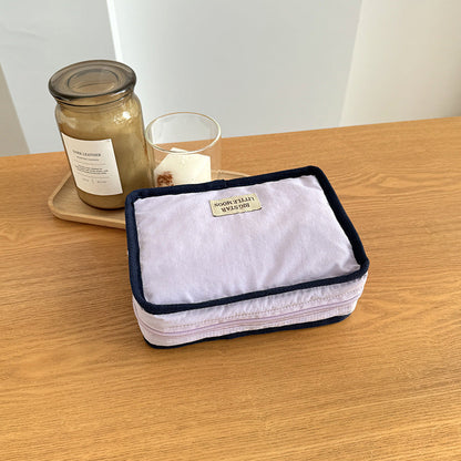 Cute Color Block Soft Makeup Bag