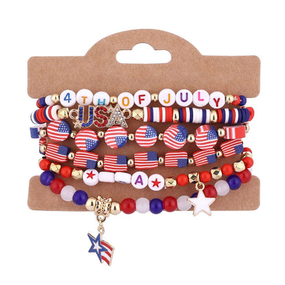 American Flag Multi-Layered Beaded Bracelet