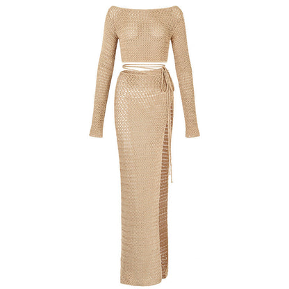 Solid Color Side Slit Sexy Knit Cover Up