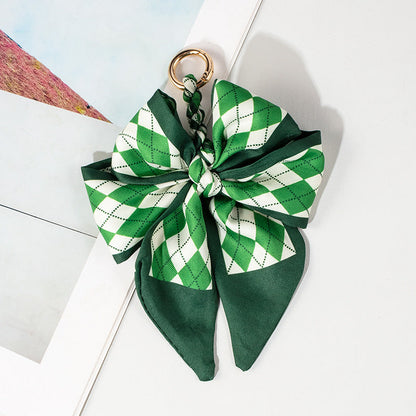 Vintage Lace Print Bow Scarf Bag Charm