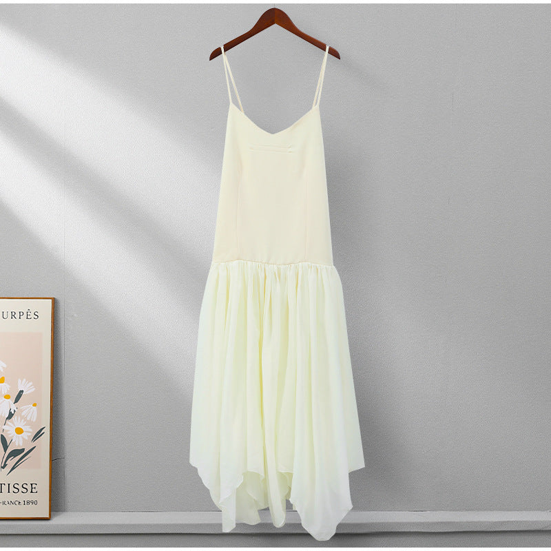 Elegant Pleated String Tie Backless Dress