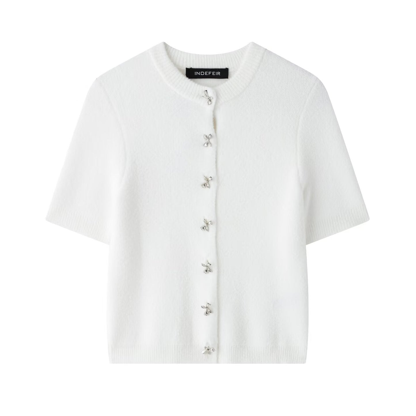 Classic Bow Button Down Knit Cardigan Top