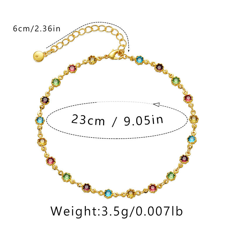 Colorful Zircon Simple Chain Anklets