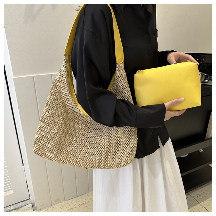 Casual Hollow Out Woven Shoulder Bag