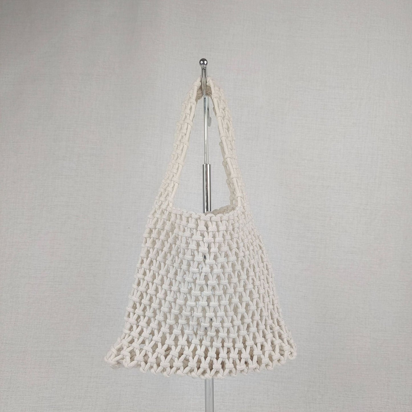 Solid Color Hollow Out Woven Handbag