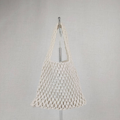 Solid Color Hollow Out Woven Handbag