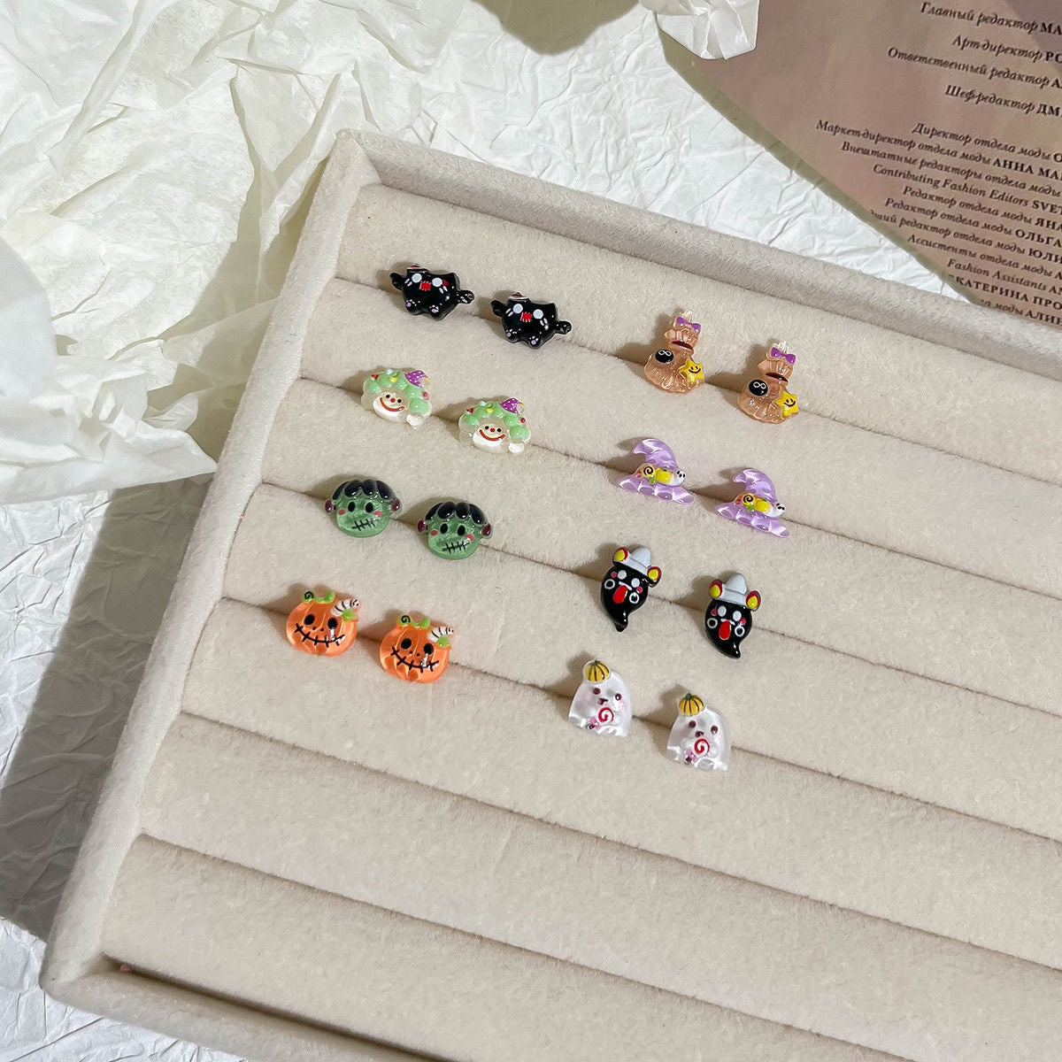 Cute Mini Pumpkin Ghost Halloween Stud Earrings