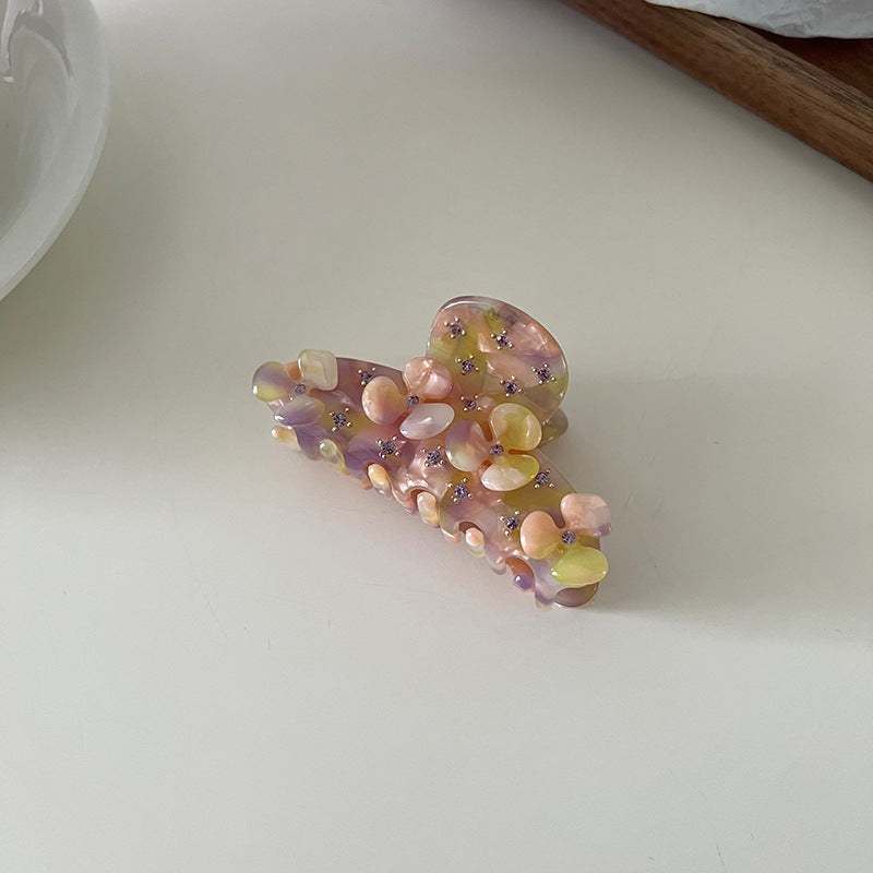 Vintage Rhinestone Flower Acetate Hair Claw