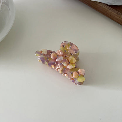 Vintage Rhinestone Flower Acetate Hair Claw