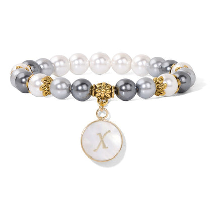 Letter Shell Pendant Pearl Beaded Bracelets