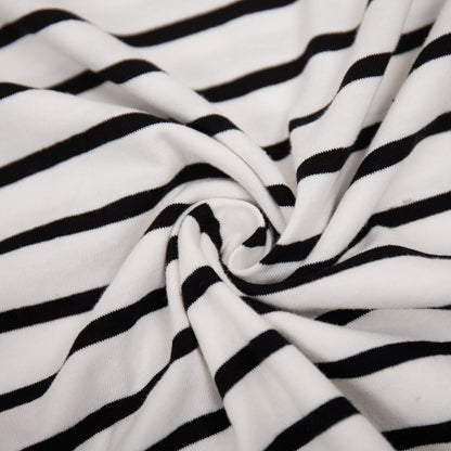 Striped Color Block Simple Loose T-Shirt