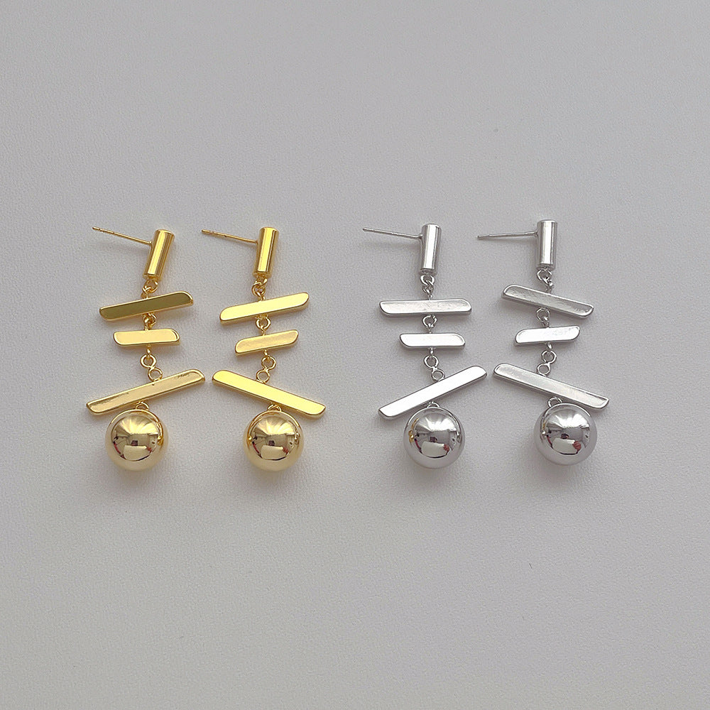 Long Metal Ball Tassel Drop Earrings