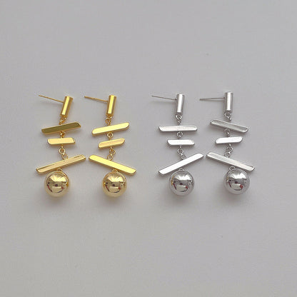 Long Metal Ball Tassel Drop Earrings