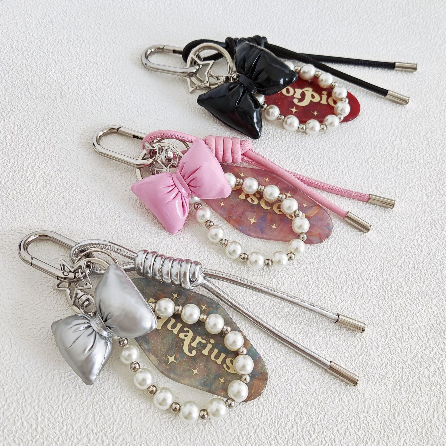 Simple Bow Pearls Keychain Bag Charms