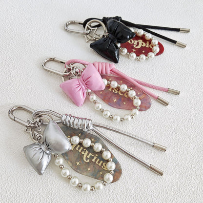 Simple Bow Pearls Keychain Bag Charms