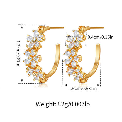 Copper Plated Gold Delicate Butterfly Floral Stud Earrings