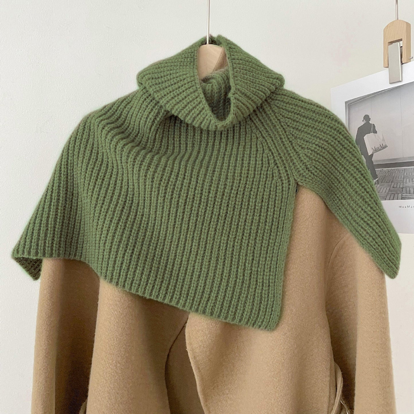 High Collor Split Solid Color Knit Scarve