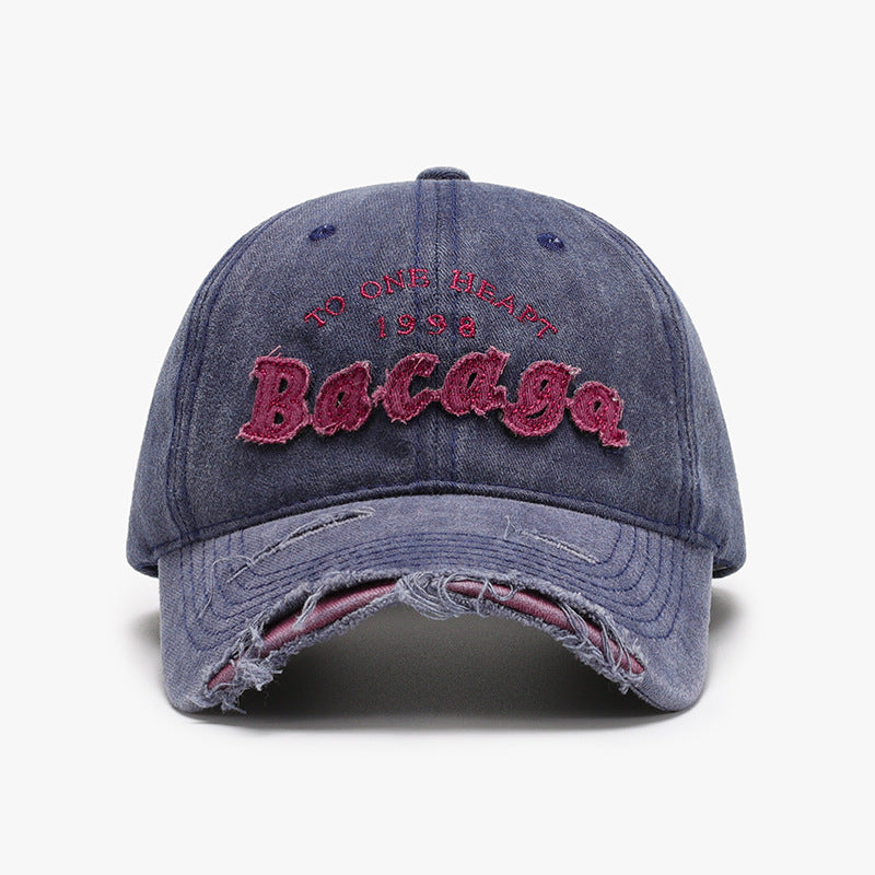Distressed Washed Letter Embroidered Baseball Cap