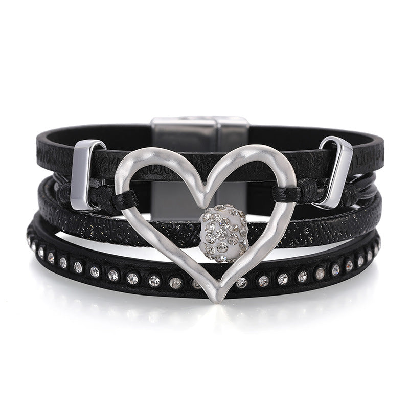 Hollow Out Love Zircon Layered Bracelets