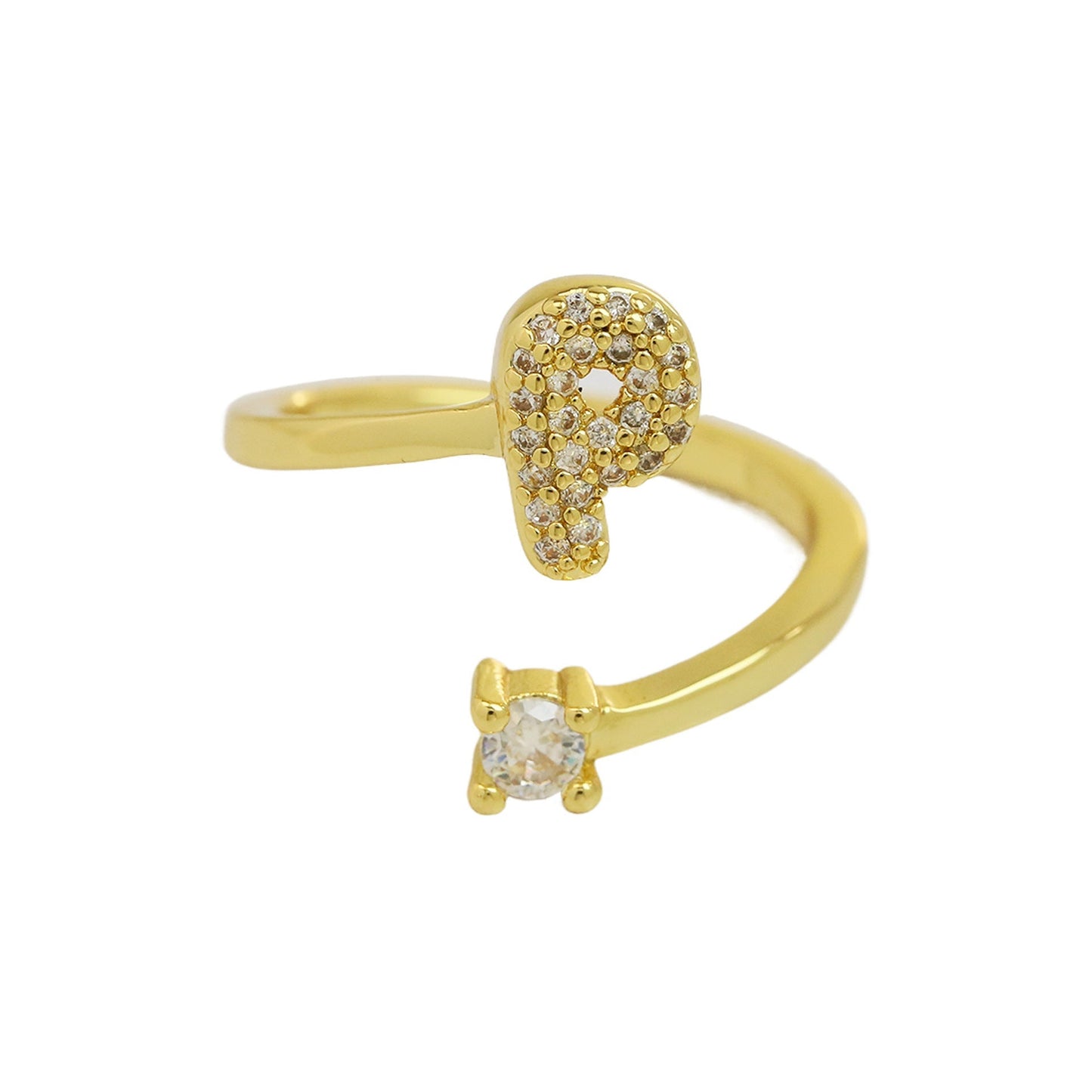 Letters A–Z Sparkling Zircon Adjustable Ring