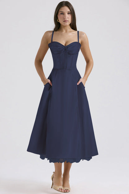 Slim Flower Print Lace Spaghetti Dress