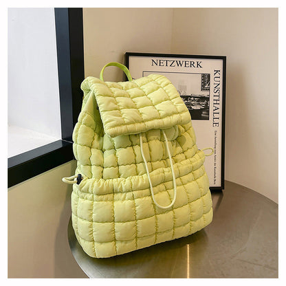 Solid Color Puffer Plaid Lightweight Shoulder Bag