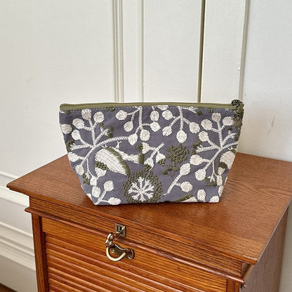 Elegant Floral Embroidered Storage Pouch