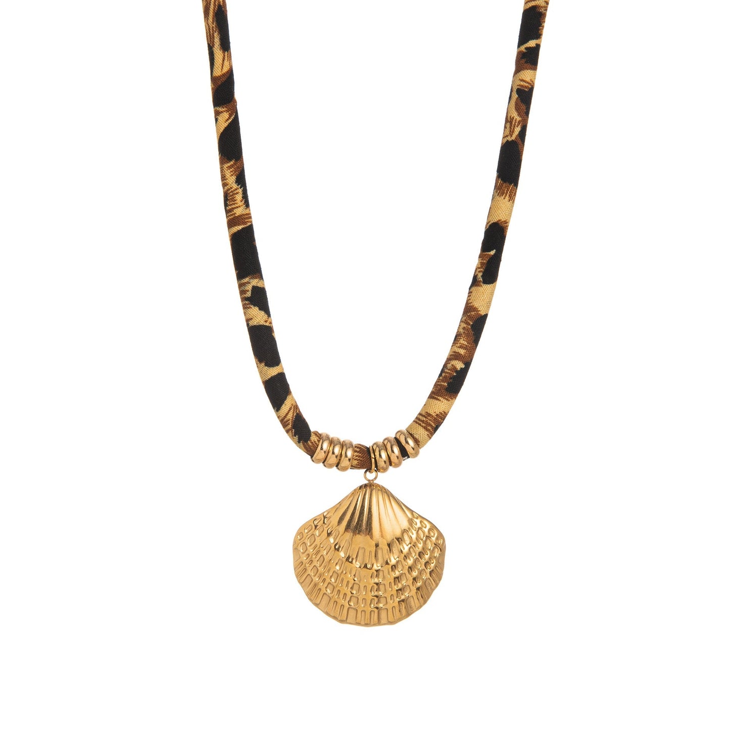 Gold Plated Pendant Leopard Cord Necklace