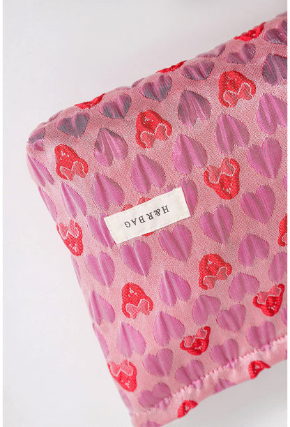 Love Jacquard Color Block Portable Cosmetic Bag