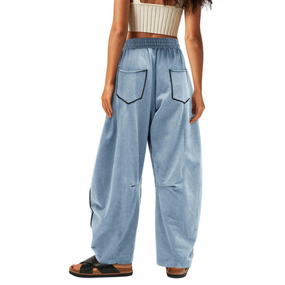 Simple Drawstring Mid-Waist Causal Pants