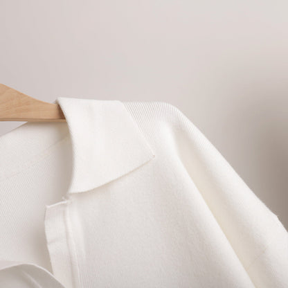 2+Solid Color Label V-Neck Knit Sets