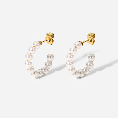 Pearl C-Shaped Elegant Stud Earrings