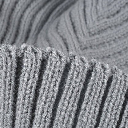 Solid Color Ribbed Knit Pom Beanie