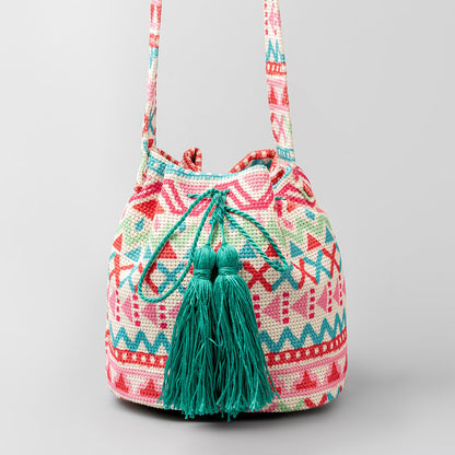 Vintage Print Bucket Shoulder Bags