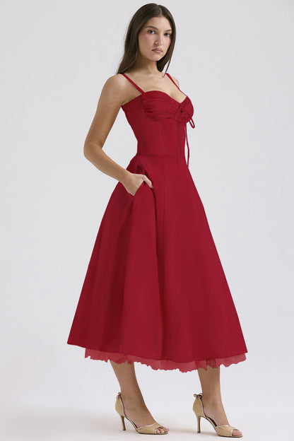 Slim Flower Print Lace Spaghetti Dress