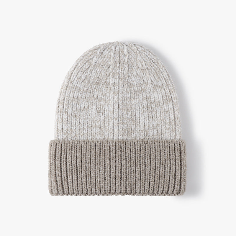 Spliced Color Block Knit Hat Simple Beanie